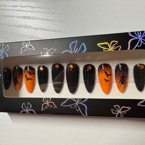 Halloween Black and Orange Press-On Nails